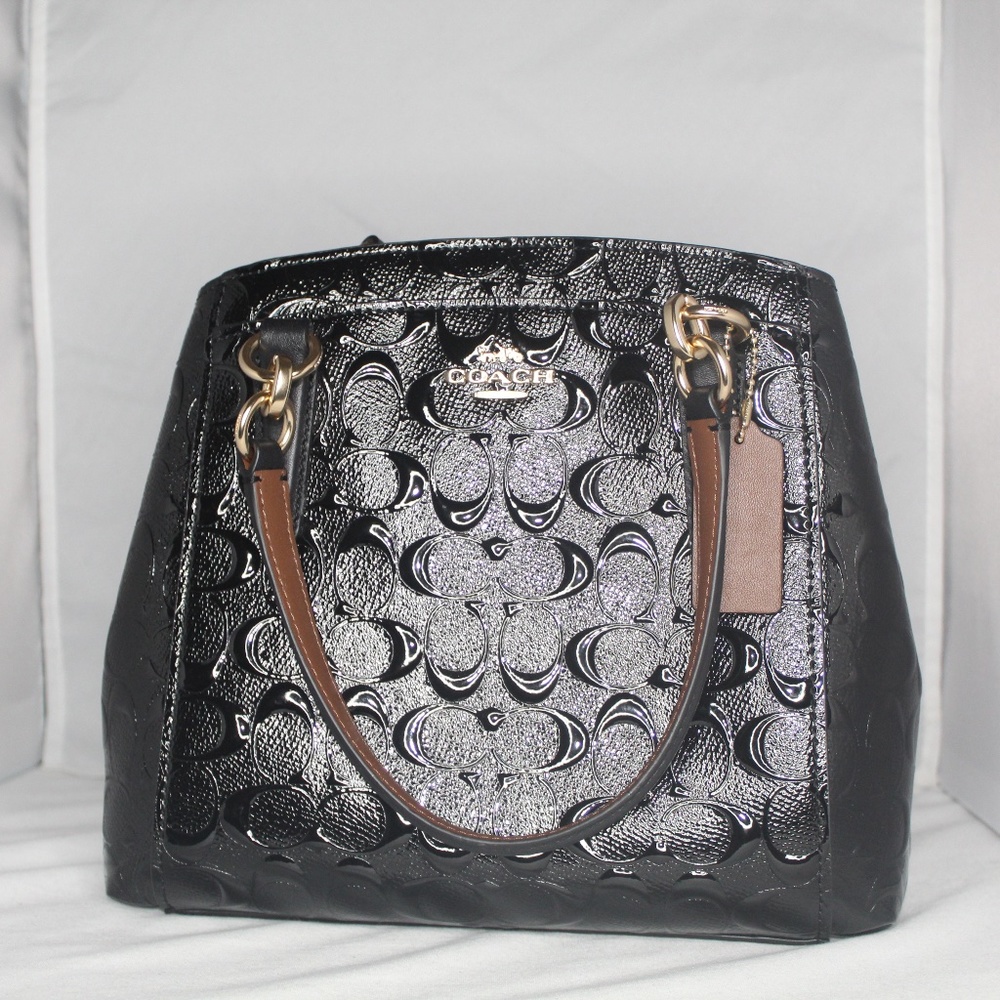 COACH Signature Patent Leather Carryall